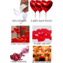 Tinky Winky 14 Şubat Sevgililer Günü Romantik Oda Mekan Süsleme Özel Gün Yıldönümü Gül Kalp Balon Mum Set