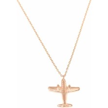 925 Ayar Gümüş Uçak Kolye, Pembe