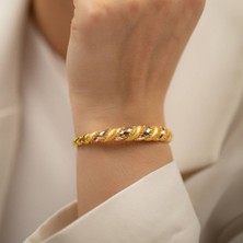 Sembol Gold Dorika Detaylı Altın Burgulu Kelepçe