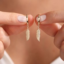 Sembol Gold Altın Küpe Kuş Tüğü