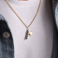 Sembol Gold Altın Erkek Kolye Balta Tasarım Doç Zincir