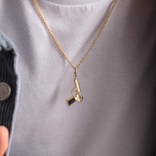 Sembol Gold Altın Erkek Kolye Silahh Tasarım Doç Zincir