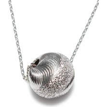 925 Ayar Gümüş Çizgili Top Modeli Kolye, Beyaz