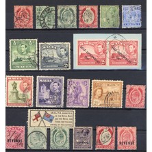 Urlanumis Malta Old Stamps Pul Lot Damgalı Eski Pullar