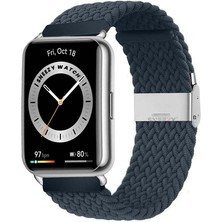 Sneezy Huawei Watch Fit 2 Ile Uyumlu Metal Klips Solo Fiberlink Örgü Kordon