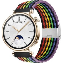 Sneezy Huawei Watch Gt 4 41MM Ile Uyumlu 18MM Metal Klips Solo Fiberlink Örgü Kordon