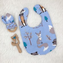 Özene Bezene 3'lü Bebek Hediyelik Takımı (Sıvı Geçirmez Mama Önlüğü,diş Kaşıyıcı, Çıngırak) Model 10