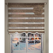 YS Perde Tasarım Dia Minimalist Tasarım Hasır Dokuma Keten Zebra Perde Alüminyum Kasalı Yüksek Kaliteli - Kahverengi