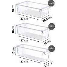 Boz House Kapaklı 3'lu Set New Clear Buzdolabı & Dolap Içi Düzenleyici Organizer Saklama Kutu