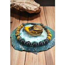 NBS Beautiful Naturel Stones Kaplan Gözü , Obsidyen , Hematit Unisex Doğal Taş 52025USTK777 Bileklik