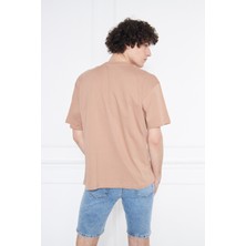 Ixir Bej Pamuk Oversize Geniş Kalıp T-Shirt