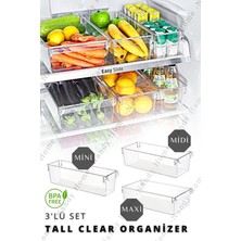 3'lü Set Tall Clear Buzdolabı & Dolap Içi Düzenleyici Organizer