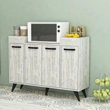 BMdekor Çok Amaçlı Dolap Yaser Kiler Dolabı Kapaklı Beyaz & Atlantikçam & Kristal
