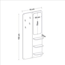BMdekor Portmanto Askılık Beliz Aynalı Vestiyer Beyaz