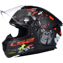 Ls2 Stream 2 Angry Monkey Mat Siyah-Kırmızı Kask