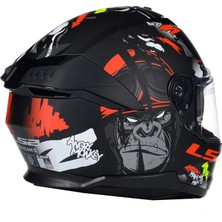 Ls2 Stream 2 Angry Monkey Mat Siyah-Kırmızı Kask