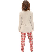 Alissa Kadın Geyikli Yuv. Yaka Pijama Takımı