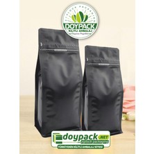 Doypack Mat Siyah Kilitli Flat Bottom 14X37 (1000 Gr.) - 50 Adet
