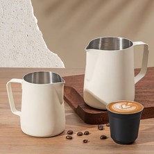 Siyah 350 ml Paslanmaz Çelik Kahve Köpürtme Sürahi Espresso Buhar Kahve Barista Craft Latte Cappuccino Süt Krem Fincan Köpürtme Sürahi Sürahi (Yurt Dışından)