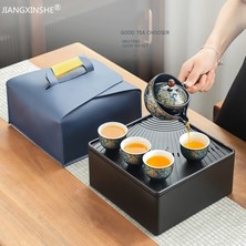 B15 Porselen Çin Gongfu Çay Seti Taşınabilir Çaydanlık Seti 360 Döndürme Çay Makinesi ve Demlik Çay Töreni Seti Çaydanlık Seti Çantası (Yurt Dışından)