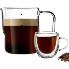 Şeffaf 600ML 12OZ 350ML Yüksek Borosilikat Cam Süt Köpürtme Sürahisi, 20OZ/600ML Espresso Kahve Barista Latte Cappuccino Süt Krema Fincan Köpürtme Sürahisi (Yurt Dışından)