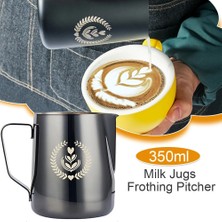 D 350ML Paslanmaz Çelik Süt Sürahileri Ölçekli Köpürtme Sürahisi Kahve Kupaları Coffeeware Pot Süt Köpürtücü Espresso Kahve Köpürtme Sürahisi (Yurt Dışından)