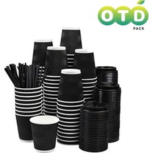 8 Oz Kombo Set 20 Adet Siyah Dalgalı Çift Duvarlı Kağıt Bardaklar, Tek Kullanımlık Kahve Fincanları, Noel Partisi ve Günlük Için Kağıt Bardaklar [kapaklar Isteğe Bağlıdır] (Yurt Dışından)