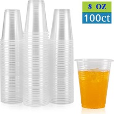 220ML ( 8 Oz ) 100PCS 100 Paket 8 Oz 220ML Şeffaf Plastik Bardaklar, Soğuk Içecekler Için Tek Kullanımlık Parti Bardakları - Bubble Boba - Buzlu Kahve - Çay (Yurt Dışından)