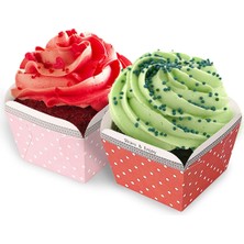 Gümüş 100 Adet Sevimli Kağıt Cupcake Bardak Kare Tek Kullanımlık Kek Fincan Isıya Dayanıklı Tatlı Kaseler Kek Kutusu Parti Doğum Günü Malzemeleri (Yurt Dışından)