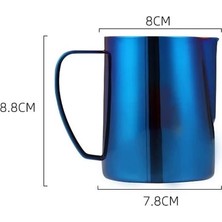 Logosuz Mavi 350ML Süt Buharda Köpürtme Sürahisi, Paslanmaz Çelik Yapışmaz Süt Sürahisi Çekme Çiçek Fincanı Kahve Için Mükemmel Cappuccino Latte Art 600ML (Yurt Dışından)