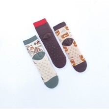 Mem Socks 3'lü Ayı Desenli Kaydırmaz Havlu Çocuk Çorabı