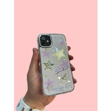 SPHONE iPhone 11 Kılıf Hologramlı Casetify Stars Yazılı Parlak 3D Grafiti Desenli Figür Işleme Emoji