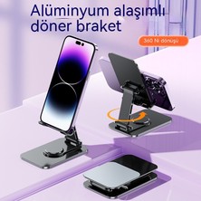 Alüminyum Alaşımlı Cep Telefonu Tutucusu Masaüstü Çok Fonksiyonlu Canlı Yayın Braketi Katlanır Dönen Metal Cep Telefonu Tutucusu (Yurt Dışından)