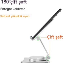 Ruruiyun Alüminyum Alaşımlı 360 Derece Dönen Tablet Standı Pad Masaüstü Cep Telefonu Standı Hepsi Bir Arada Katlanır Canlı Yayın Draması (Yurt Dışından)