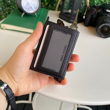 Modica Papola - Hakiki Deri RFID Korumalı Otomatik Mekanizmalı Erkek Kartlık & Cüzdan (Siyah)