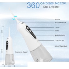 Sagrado 5 Modlu Oral Irrigator USB Tip-C Şarj Edilebilir Taşınabilir Dentajet 300ML Irrigator Diş Diş Temizleyici Beyaz (Yurt Dışından)