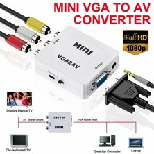 Sagrado Vga'dan Av'ye Mini Dönüştürücü Ölçekleyici Adaptör Desteği 1080P VGA2AV Dönüştürücü Pc'den Tv'ye Hd Bilgisayardan Tv'ye (Yurt Dışından)