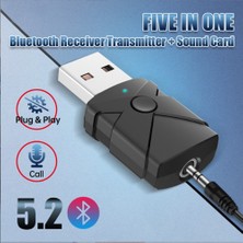 Sagrado USB Bluetooth 5.2 Ses Adaptörü Kablosuz Alıcı Verici Ses Kartı 3.5mm Aux Müzik Dongle Tv Araba Hoparlör Pc Için (Yurt Dışından)