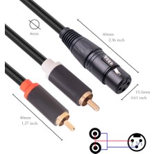 Sagrado Pin Xlr Dişi - Çift Rca Erkek Y Splitter Kablosu, Mikser Amplifikatör Ses Kablosu, Stereo Ses Ara Bağlantı Kablosu, 2 Metre (Yurt Dışından)