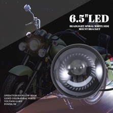 Sagrado Motosiklet Cafe Racer Bobber 6.5 Inç LED Far Spiral Beyaz Yan Montaj Braketi (Yurt Dışından)