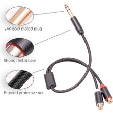 Sagrado 6.35MM Erkek - Çift Rca Lotus Dişi Ses Adaptör Kablosu, Rca Dişi - 1/4 Inç Splitter Kablo, 6.35MM - Rca Kablo (Yurt Dışından)