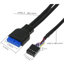 Sagrado 60 cm Ön Kasa Paneli Usb3.0+Usb3.0+Hd Ses Jakı Bağlantı Noktaları I/o Kartı + Dahili Tel USB Çerçeve Hattı Dıy Kılıf Uzatma Hattı (Yurt Dışından)