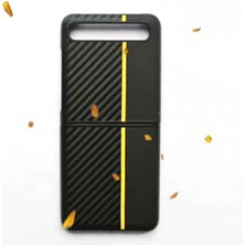 Sagrado Samsung Galaxy Z Için Lüks Karbon Fiber Kapak Flip Case Siyah Kırmızı (Yurt Dışından)