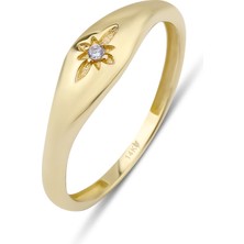 Kairos Jewelry 14 Ayar Altın Pırlantalı Mini Şövalye Yüzük KRS128-14GRZ