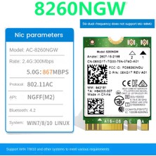 Sagrado 8260 8260NGW Wifi Kartı + 2xantenna 2.4g/5ghz 867M Bluetooth 4.2 Ngff M.2 Wifi Kablosuz Kart Modülü Intel Ac 8260 Için (Yurt Dışından)