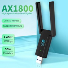 Sagrado USB Wifi Adaptörü Usb3.0 Wifi6 Kablosuz Ağ Kartı AX1800M 2.4g/5ghz Çift Bantlı Yüksek Hızlı Ağ Kartı (Yurt Dışından)