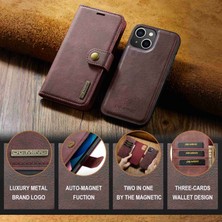 Xstep Case iPhone 15 Plus Ayrılabilir Manyetik Telefon Kılıfı Anti-Dorp Bölünmüş Deri Cüzdan Stand Kılıfı (Yurt Dışından)