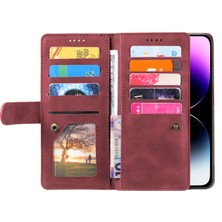 Xstep Case iPhone 15 Pu Deri Cüzdan Stand Kapak Kılıfı Fermuar Cep 9 Kart Yuvaları Telefon Kabuğu (Yurt Dışından)