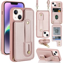 Xstep Case iPhone 15 Kart Tutucu Kabuğu, Kickstand Case Pu Deri Kaplamalı Tpu Telefon Kapağı Kayışlı (Yurt Dışından)