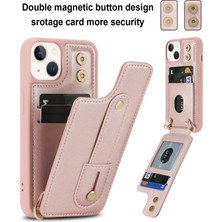 Xstep Case iPhone 15 Kart Tutucu Kabuğu, Kickstand Case Pu Deri Kaplamalı Tpu Telefon Kapağı Kayışlı (Yurt Dışından)